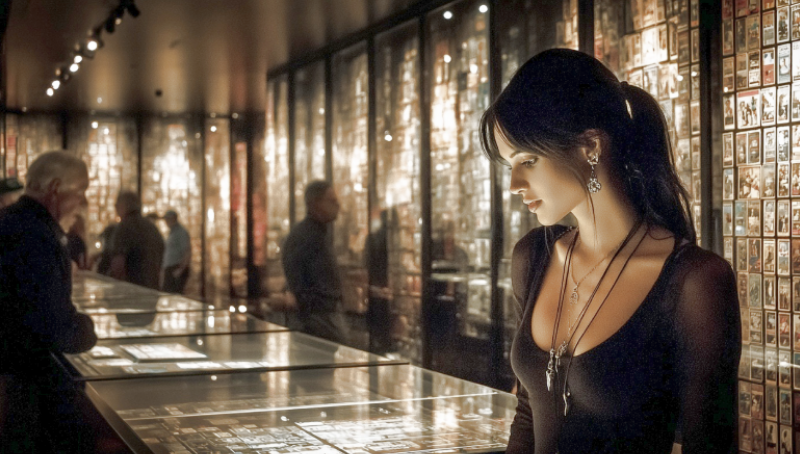 Visitors exploring a curated exhibition